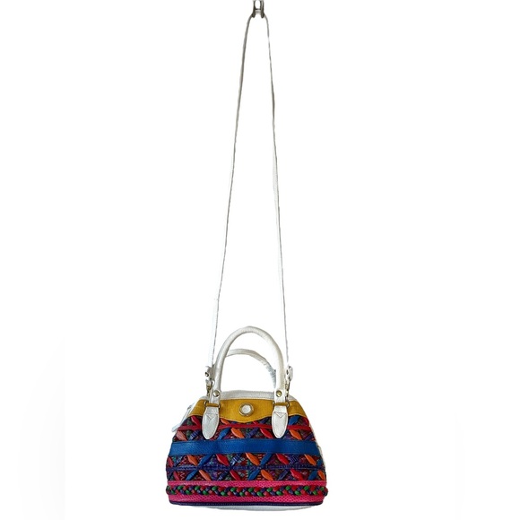 Mini 1980s Vintage Crossbody Bag Multicolored Zip with Detachable Strap/Hardware